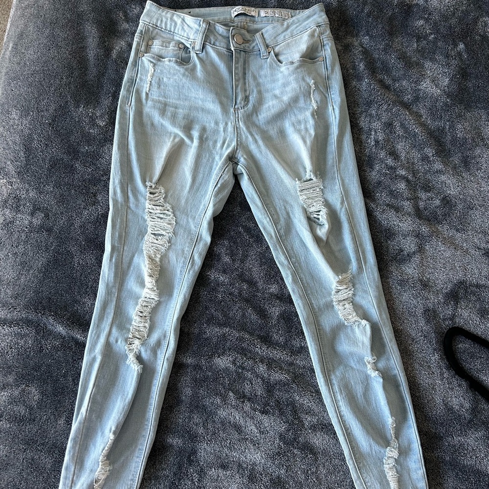 Indigo Rein Light Blue Ripped Skinny Jeans
